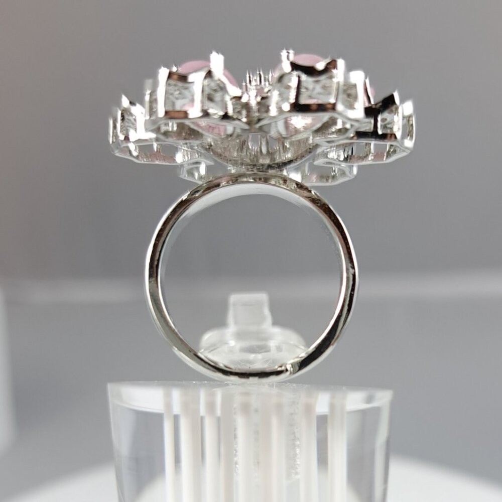 Beautiful Floral Pale Pink and CZ Adjustable Ring - Picture 3 of 4